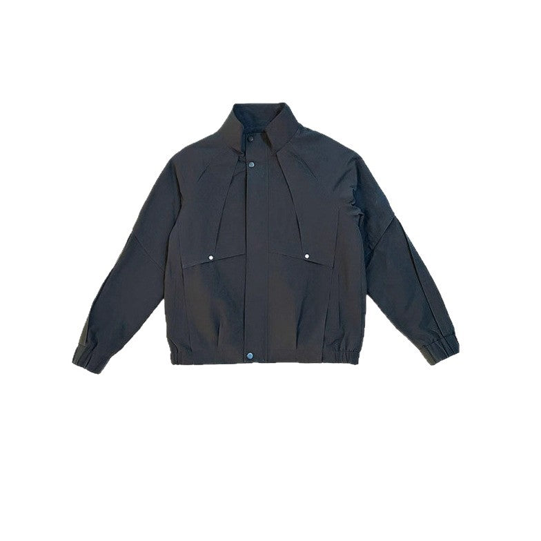 Edgy Streetwear Stand-Up Collar Jacket for Men, Deconstructed Casual Fashion Outerwear Men's Winter Top