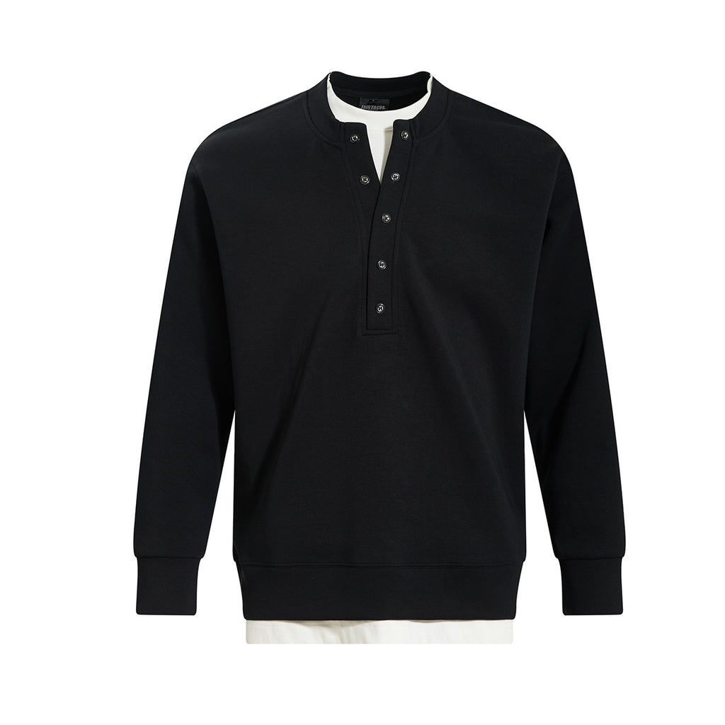 Henry collar undershirt fake two hoodies men