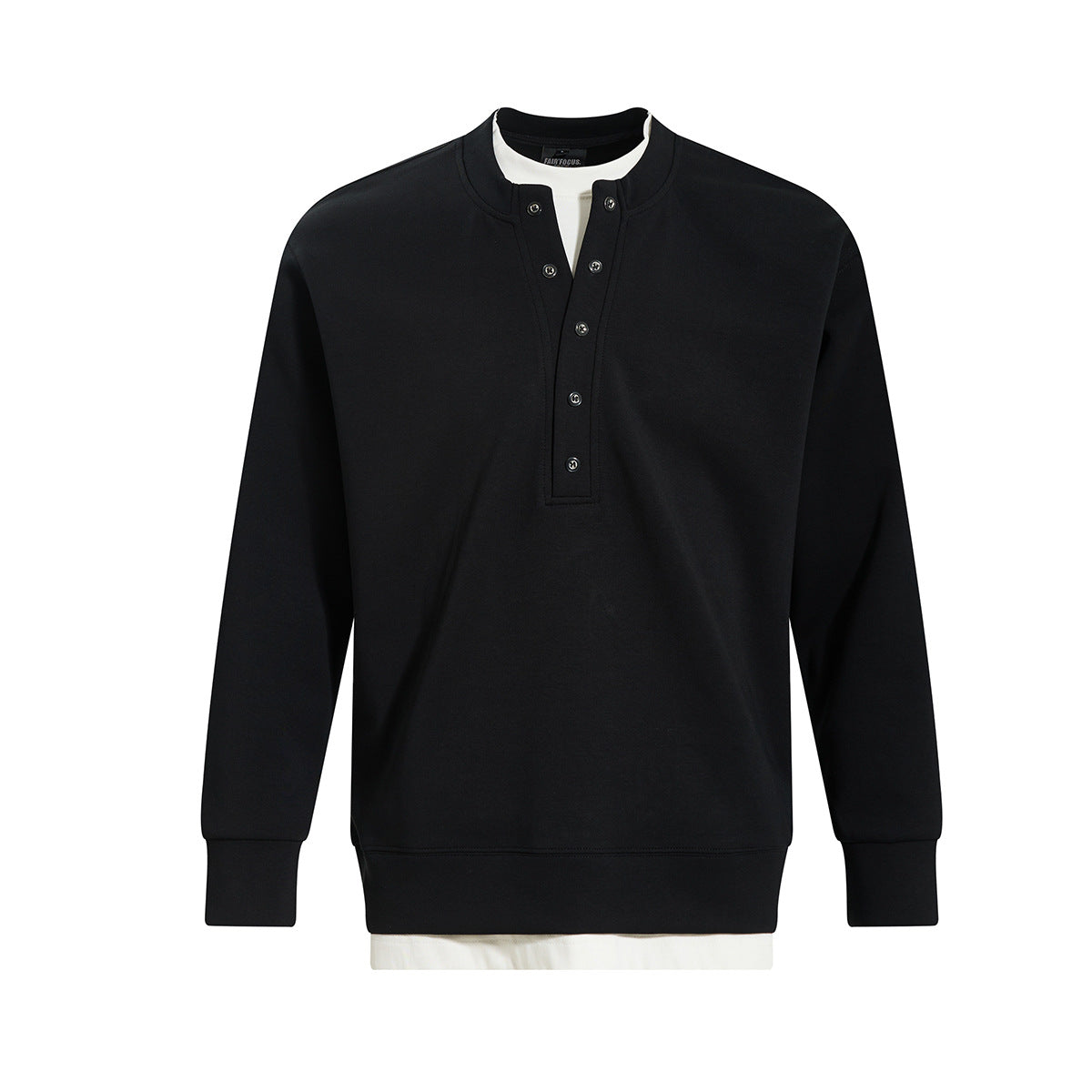 Henry collar undershirt fake two hoodies men