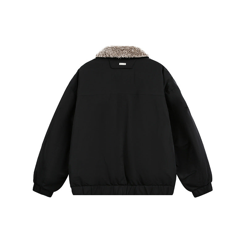 Detachable Fur Collar Warm Down Jacket Men Women Flight Coat