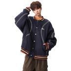 National Trend Ethnic Style Embroidered Woolen Baseball Jacket for Men and Women, Retro Heavyweight Couple Casual Jacket