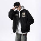 Street Style Letter Print Baseball Jacket for Men and Women Autumn/Winter Trendy Youth Casual Sports Jacket Top