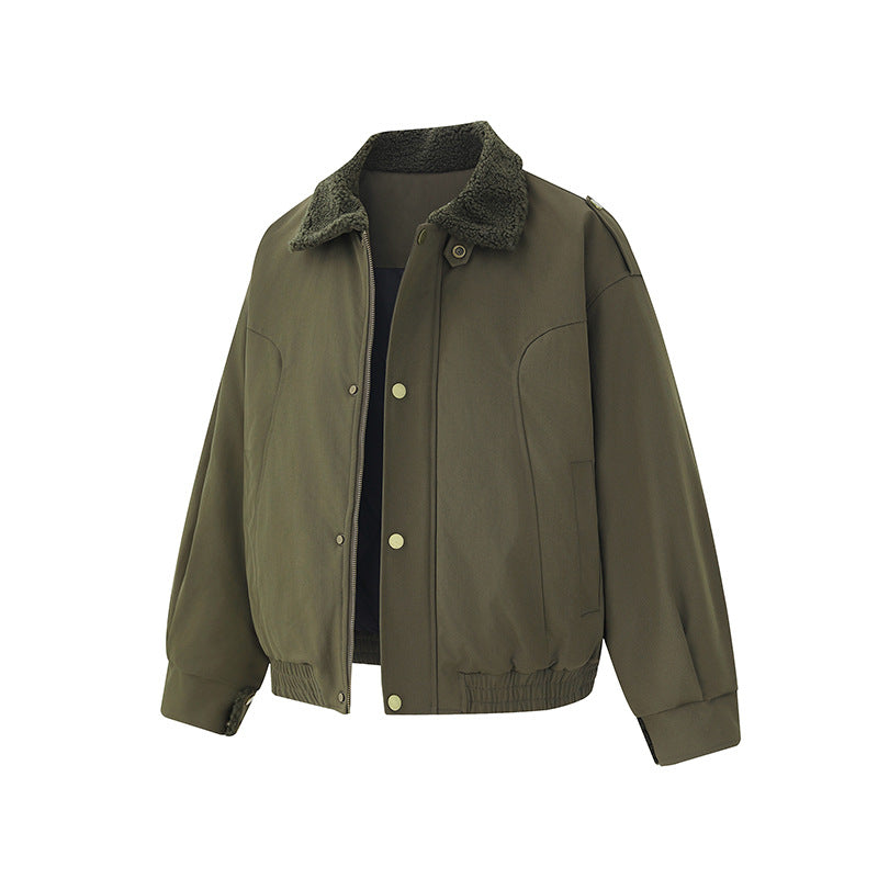 Style Vintage Lapel Jacket for Men, Casual Loose Thick Cotton Coat, Two-Piece Design, Streetwear Fashion