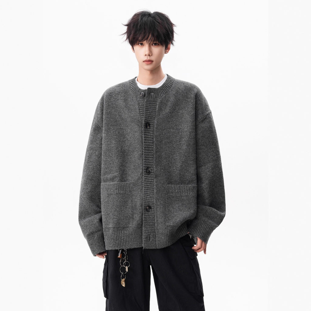 Style Gray Knit Sweater Coat for Men Fashion Brand Winter New Loose Casual Lazy Style Versatile Couple Cardigan