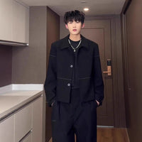 Chic Shoulder-Padded Short Jacket for Men Clean Fit, Old Money Style Fashionable Streetwear Casual Blazer