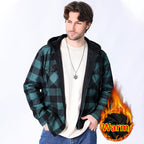 Casual fleece hooded checkered shirt for men outerwear for men