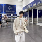 Retro Cable Knit Oversized Cardigan Coat for Men and Women, Loose Casual Versatile Design Couple Sweater