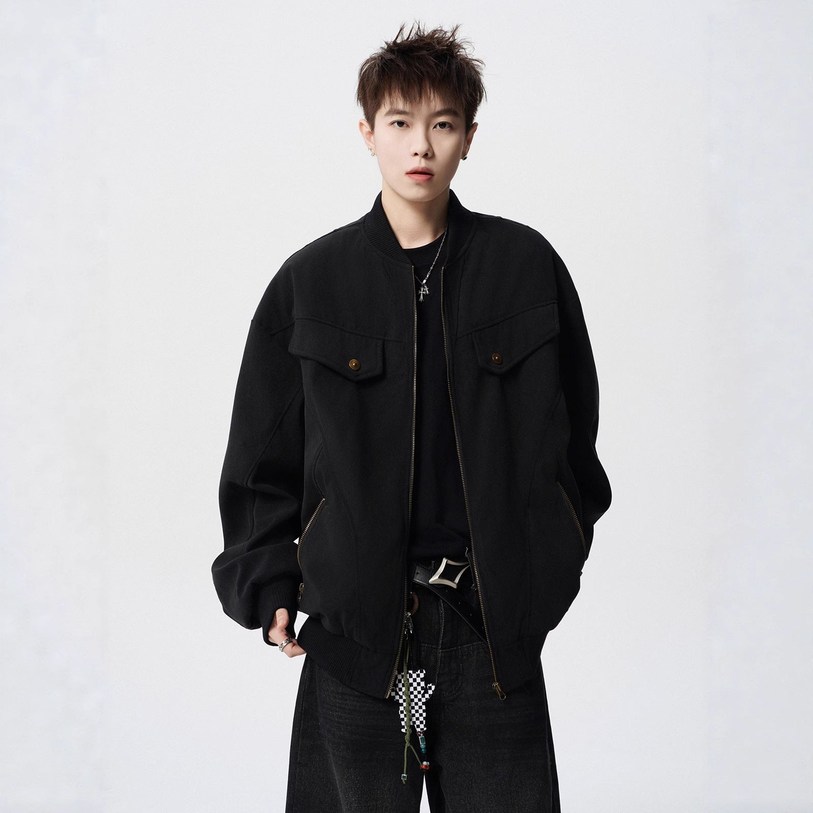 Barn Style Brown Cargo Jacket Men Autumn Vintage Distressed Baseball Jacket Design Sense Cool Outerwear Trendy