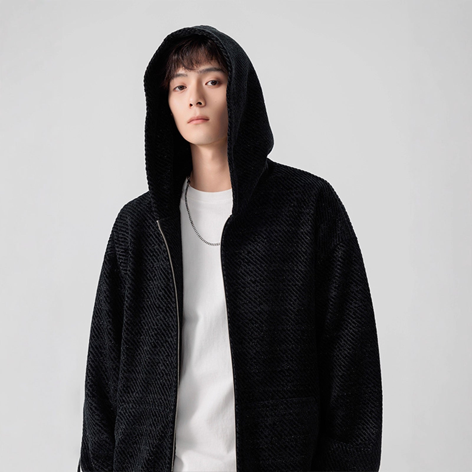 Style Textured Hoodie Jacket for Men and Women, Autumn Vintage Streetwear Couple Hoodie, High-Street Heavyweight Chic Wind Top