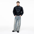 Retro PU Leather Motorcycle Jacket for Men Loose Casual Versatile Coat
