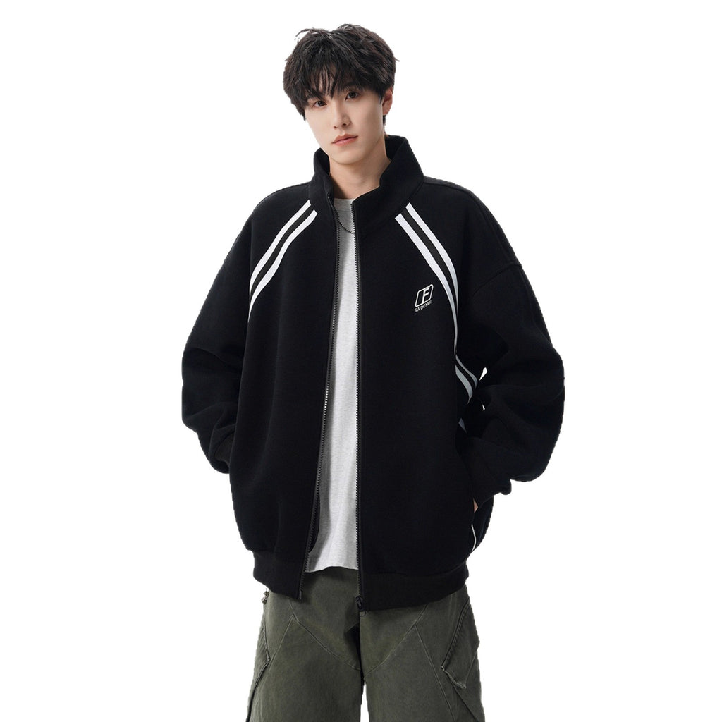 Street Style Stand Collar Jacket for Men and Women Autumn Winter Casual Oversized Patchwork Baseball Jacket Couple Hoodie Coat