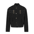 Faux Suede Utility Jacket for Men and Women, Winter Melange Short Coat, High Street Tie-Design Baseball Jacket