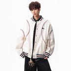 National Trend Ethnic Style Embroidered Woolen Baseball Jacket for Men and Women, Retro Heavyweight Couple Casual Jacket
