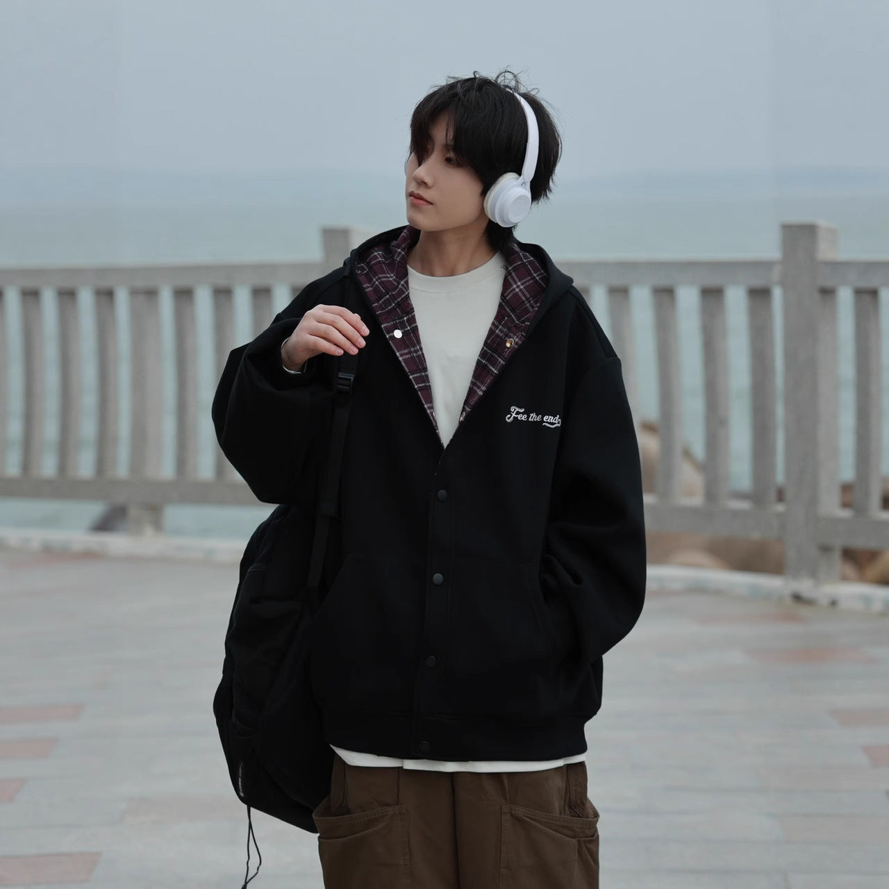 Spring Autumn Winter Heavyweight Hooded Color-blocked Sweatshirt for Men and Women, Loose Casual Retro Design Fashion Brand Zip-up Jacket Trendy