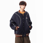 National Trend Ethnic Style Embroidered Woolen Baseball Jacket for Men and Women, Retro Heavyweight Couple Casual Jacket