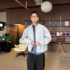 High-End Look Mock Two-Piece Stripe Shirt Hoodie Jacket for Men, Autumn Stylish Layered Open Front Top Flight Jacket