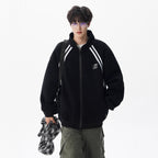 Street Style Stand Collar Jacket for Men and Women Autumn Winter Casual Oversized Patchwork Baseball Jacket Couple Hoodie Coat