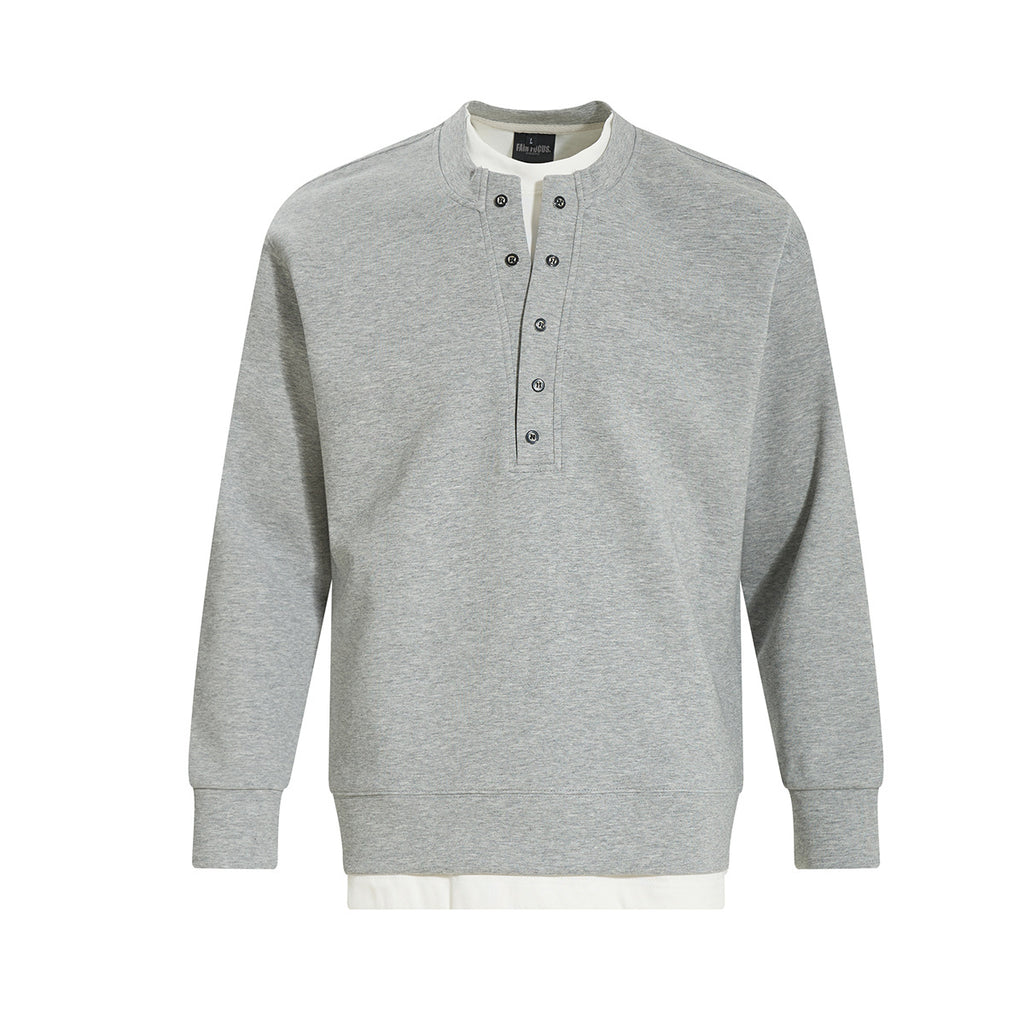 Henry collar undershirt fake two hoodies men