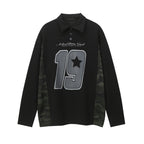 Sportswear camouflage patchwork POLO lapel sweatshirt for men