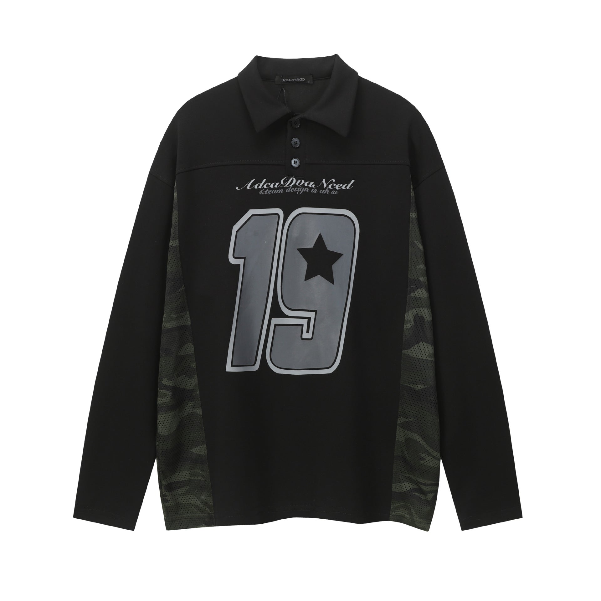 Sportswear camouflage patchwork POLO lapel sweatshirt for men