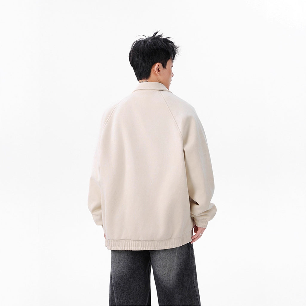 Streetwear Casual Lapel Workwear Suede Jacket for Men and Women, Autumn Winter Style Loose Fit Stand Collar Coat