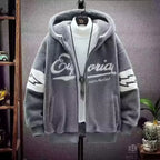 2023 Autumn Winter Men's Hooded Jackets Korean Fashion Streetwear Harajuku Jackets Casual Men Clothing Wool Jackets Warm Jacket