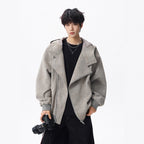 Heavyweight Tie-Dye Diagonal Zipper Hoodie Jacket for Men Winter Retro Deconstructed Design Streetwear Cool Couple Outerwear