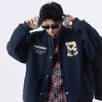 Street Style Letter Print Baseball Jacket for Men and Women Autumn/Winter Trendy Youth Casual Sports Jacket Top