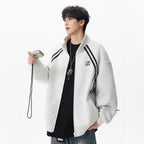 Street Style Stand Collar Jacket for Men and Women Autumn Winter Casual Oversized Patchwork Baseball Jacket Couple Hoodie Coat