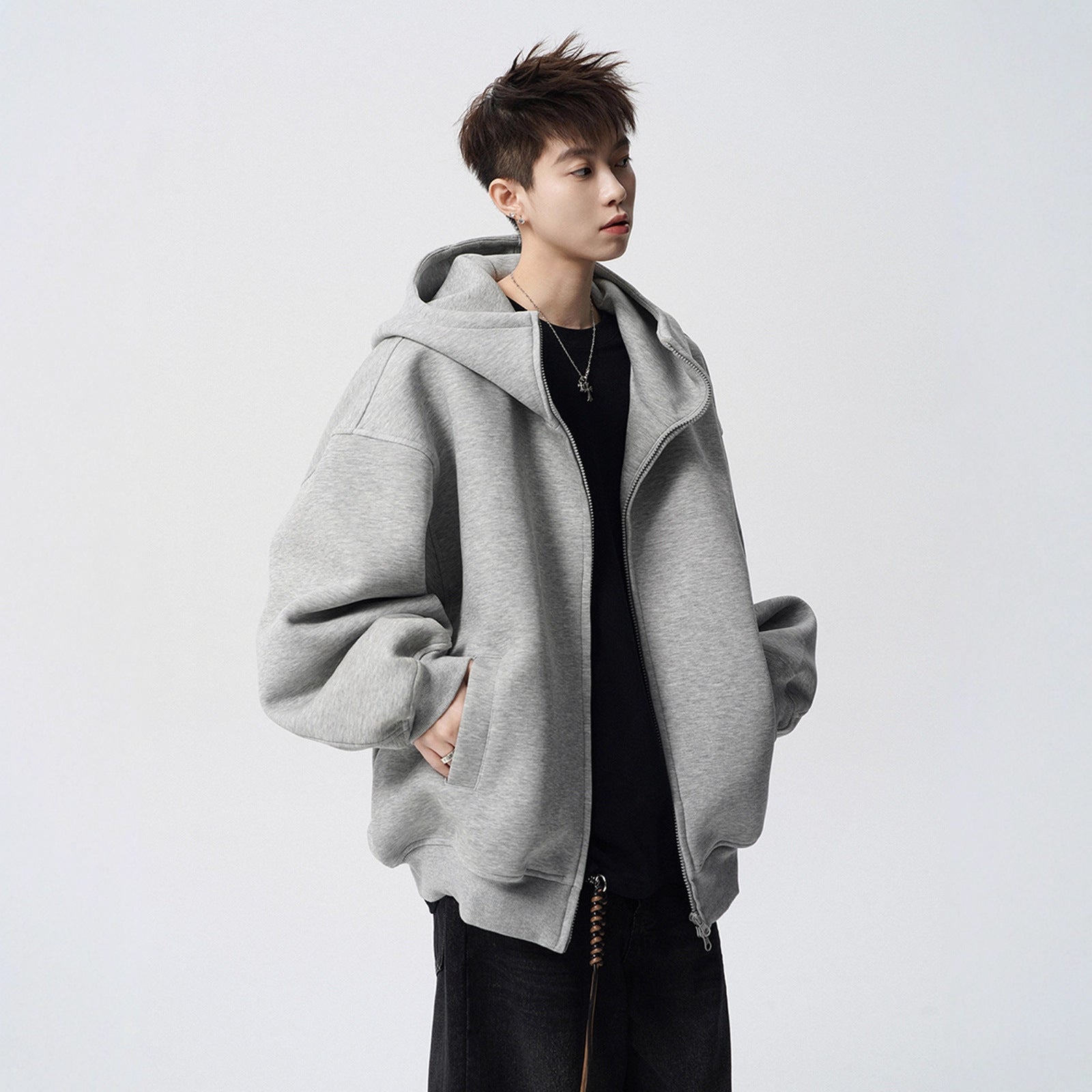 Style Heavyweight Hoodie for Men Casual Streetwear, Oversized Hooded Sweatshirt High Neck Fashionable and Relaxed Fit