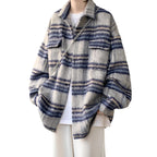 Chambray Style Plaid Woolen Coat for Men, Autumn/Winter Thickened Streetwear  Shirt Jacket