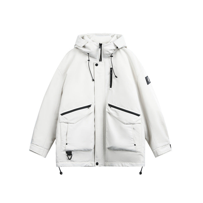 Vintage Parka with Large Pockets, Faux Fur Collar, Utility Jacket for Men and Women