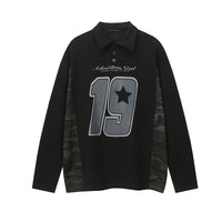 Sportswear camouflage patchwork POLO lapel sweatshirt for men