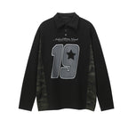 Sportswear camouflage patchwork POLO lapel sweatshirt for men