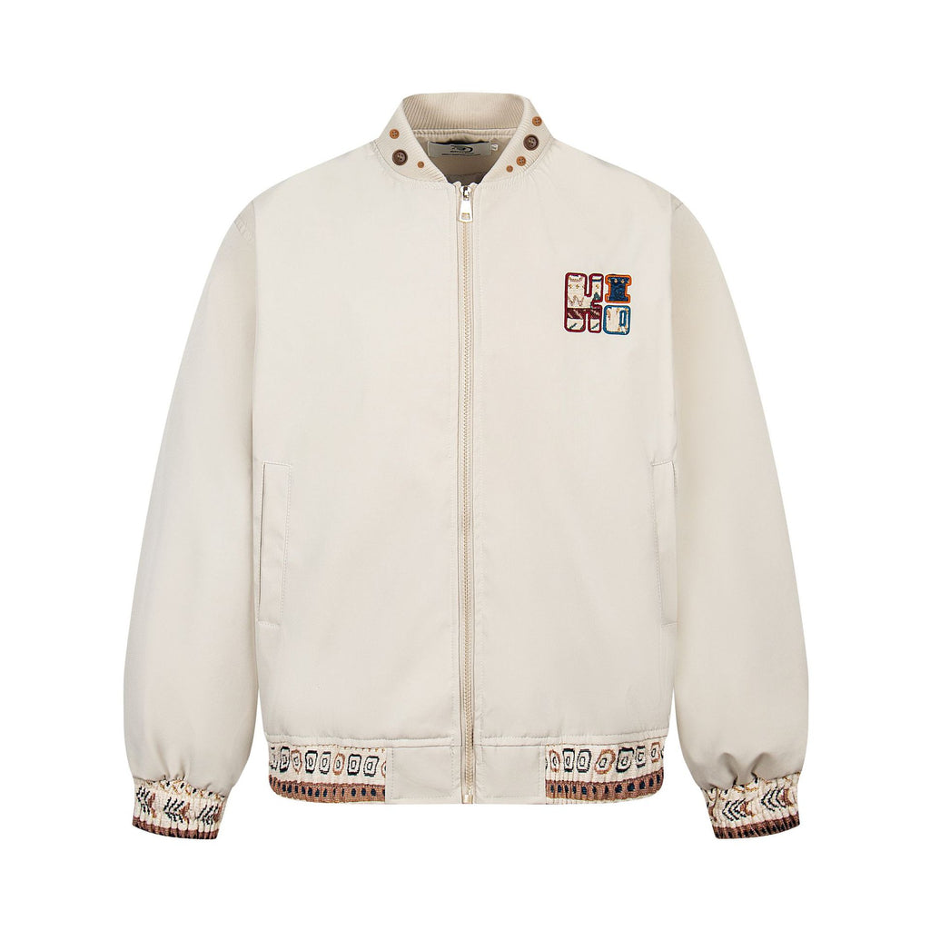 Ethnic style standing collar jacket for men