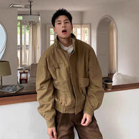 Harrington Jacket Men Autumn Street Washed Workwear Baseball Jacket Clean Fit Pilot Jacket