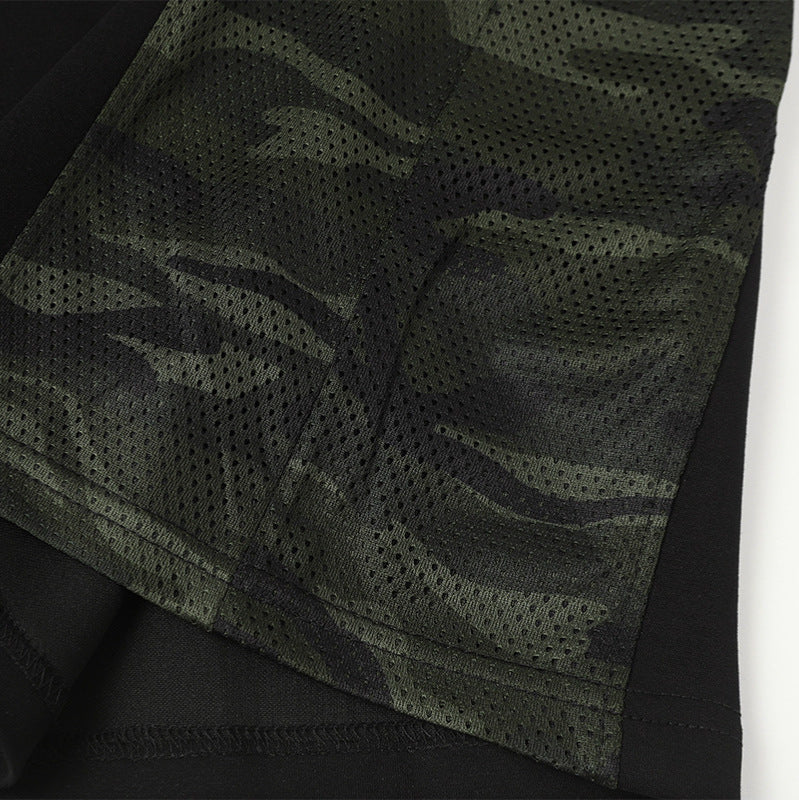 Sportswear camouflage patchwork POLO lapel sweatshirt for men