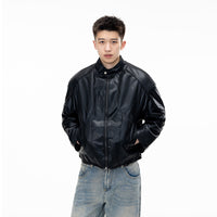 Retro PU Leather Motorcycle Jacket for Men Loose Casual Versatile Coat