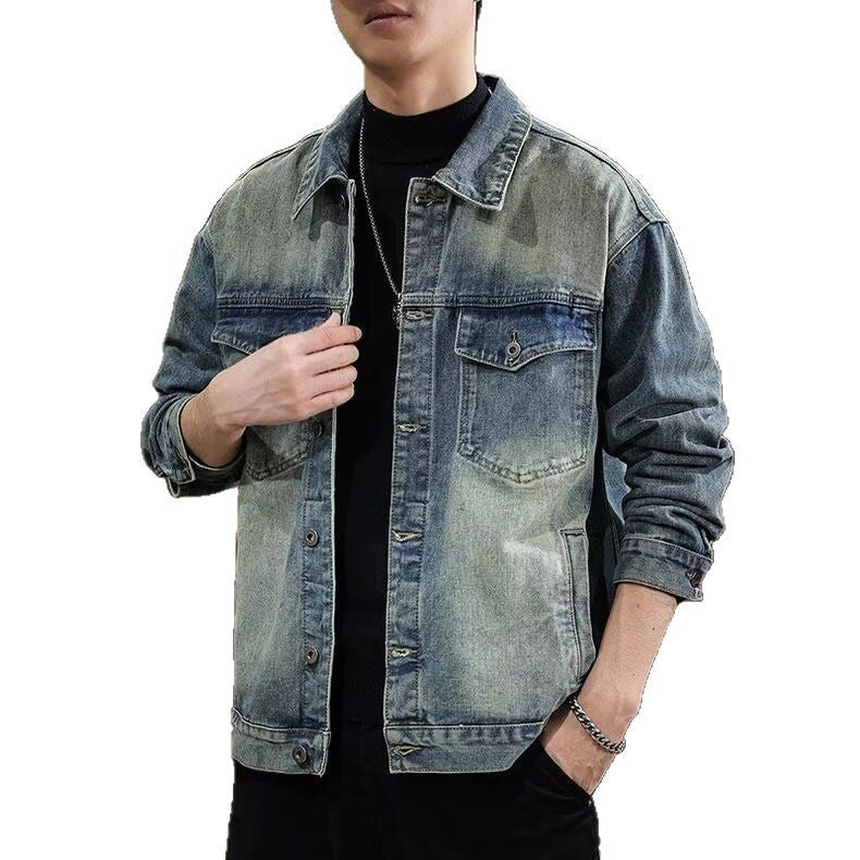 Men's washed vintage denim jacket for men