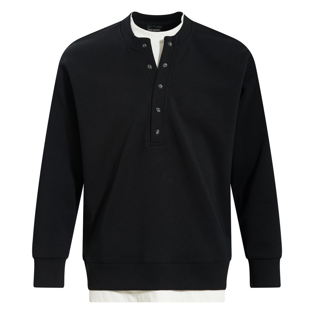 Henry collar undershirt fake two hoodies men