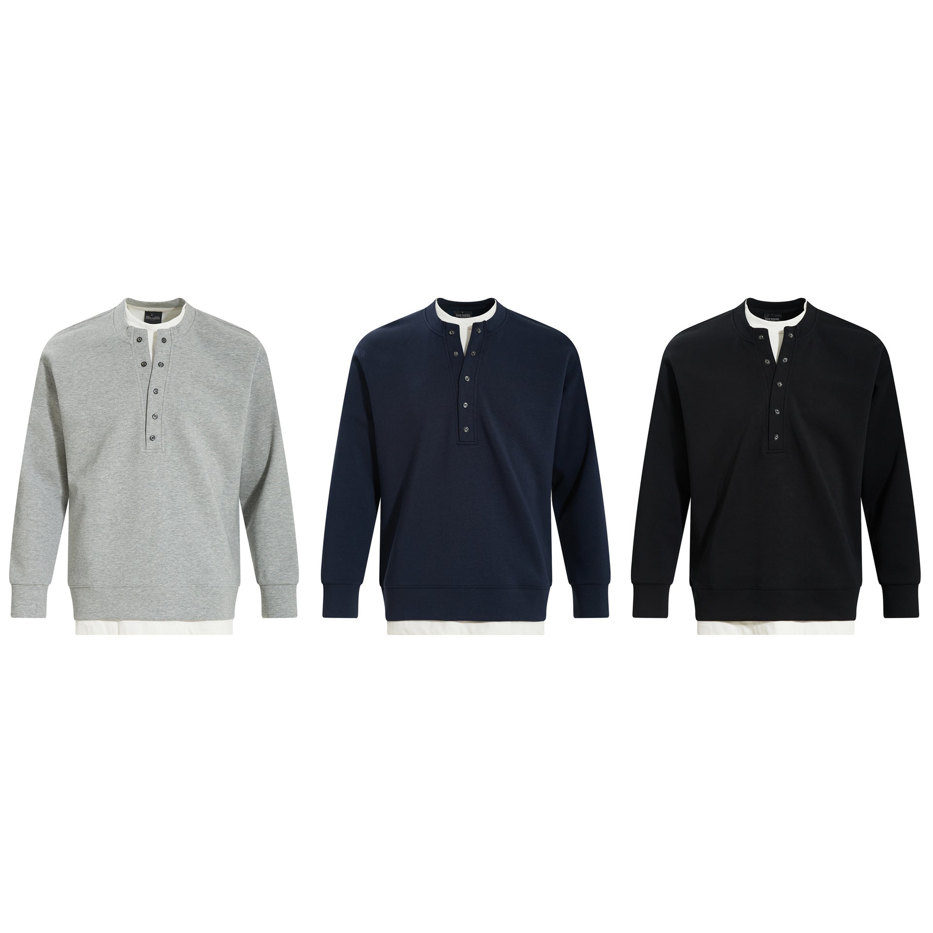 Henry collar undershirt fake two hoodies men