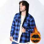Casual fleece hooded checkered shirt for men outerwear for men