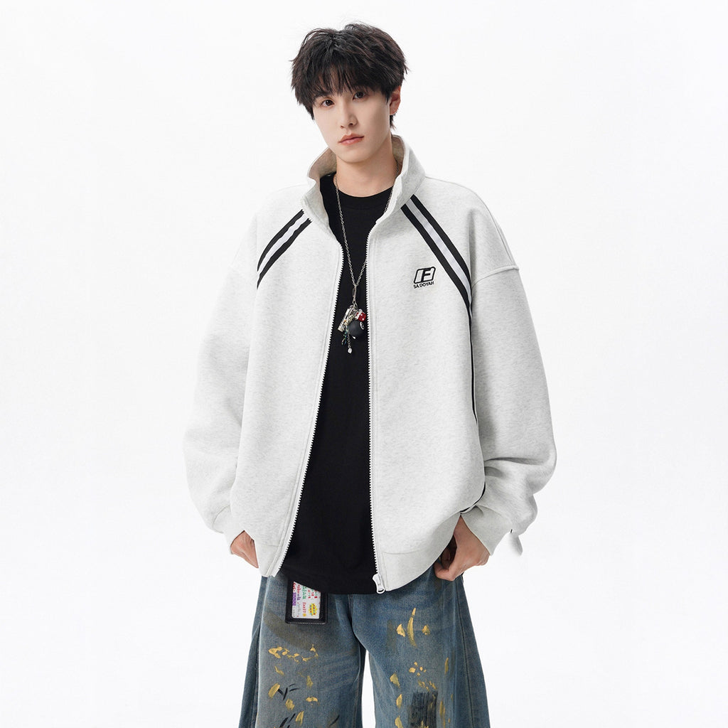 Street Style Stand Collar Jacket for Men and Women Autumn Winter Casual Oversized Patchwork Baseball Jacket Couple Hoodie Coat