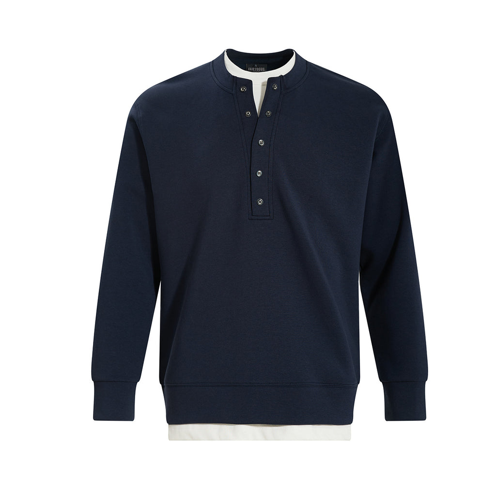 Henry collar undershirt fake two hoodies men