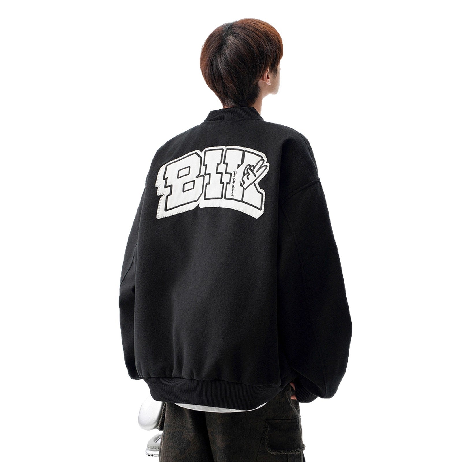 Embroidered Wool Baseball Jacket for Men and Women, High-Street Design, Vintage Streetwear Style Flight Jacket